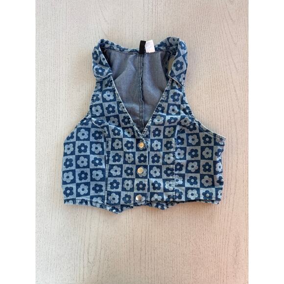 Divided H&M Floral Denim Crop Top Baddie Cottagecore Streetwear Trashy Y2K (B1) - Picture 1 of 5
